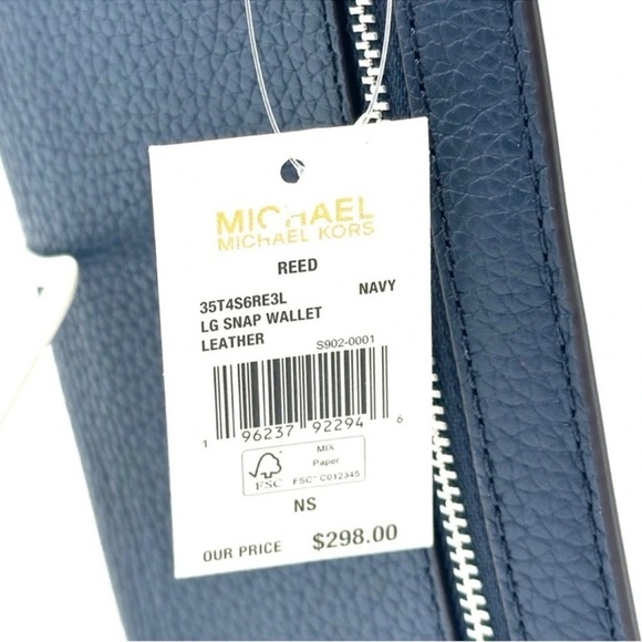 Michael Kors Reed Large Snap Bifold Wallet Navy Blue - Picture 6 of 6